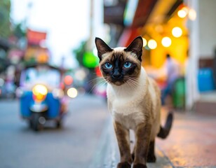 Street cat with blue eyes