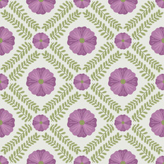Seamless purple floral vector pattern for fabric and wallpaper