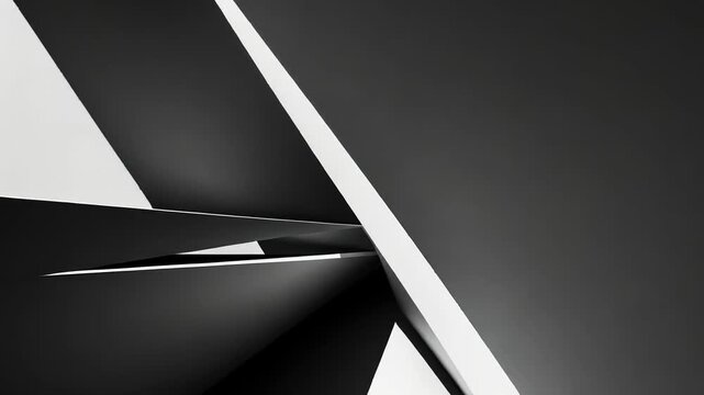 Abstract geometric composition with sharp angles and contrasting light and shadow patterns