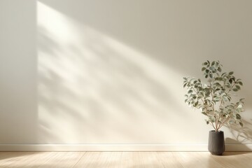 Minimalist Interior Background with Plant in Soft Natural Light