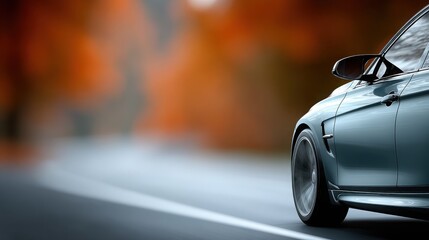 Elegant modern vehicle showcasing sleek design advanced automotive technology luxurious interior dynamic movement and high performance on scenic road