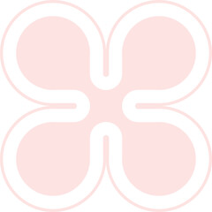 Pink and white abstract geometric flower shape on white background