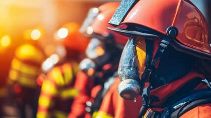 Closeup Firefighters Team Emergency Response