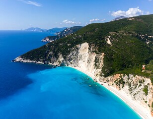 Stunning aerial view of a pristine beach and turquoise waters