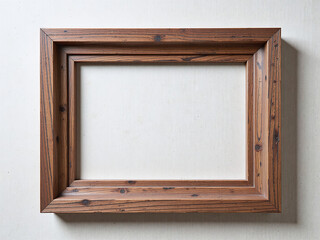 Fototapeta premium Rustic wooden frame with natural texture, linen background, soft daylight, the rustic wooden frame exudes warm country charm.