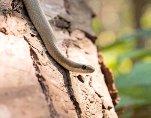 Snake on a tree trunk