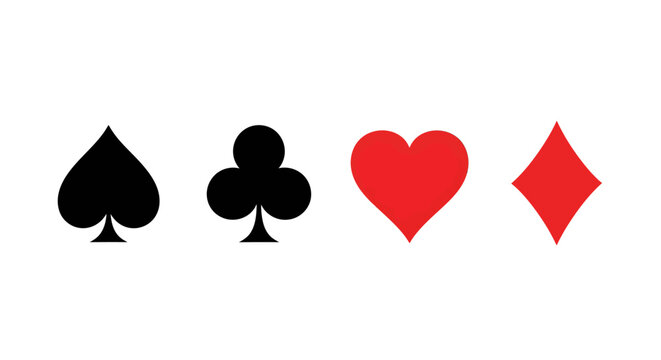 Four Playing Card Suits in a Row.