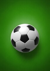 Soccer Ball on Green Field Background.