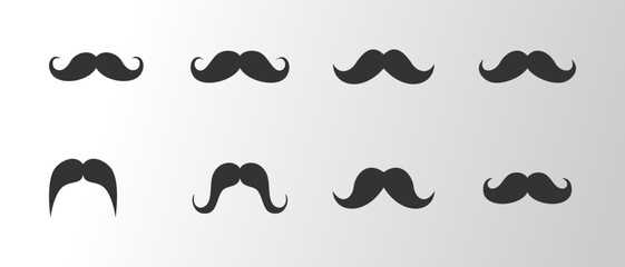 Vintage mustache silhouette collection with retro barber and gentleman style icons