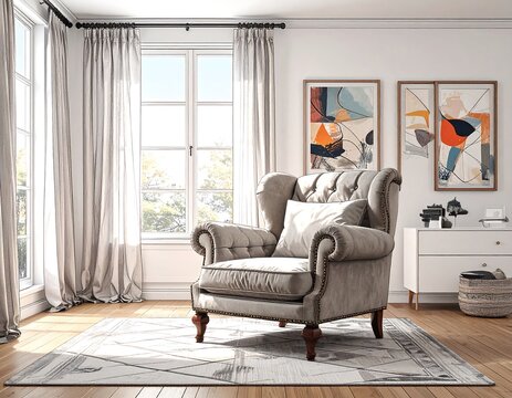 Stylish armchair in a bright room