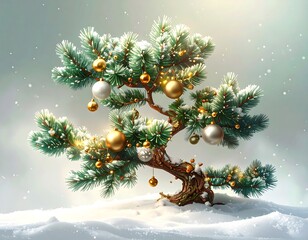 Snowy bonsai Christmas tree