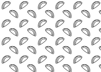 Fototapeta premium Taco illustration pattern with white background, food packaging, menu illustration