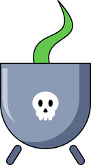 Spooky Witch Cauldron with Skull