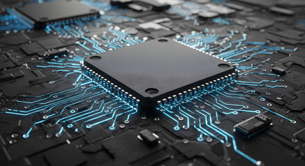 Circuit board displays central processor unit