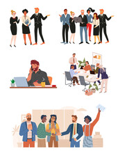 set of business people