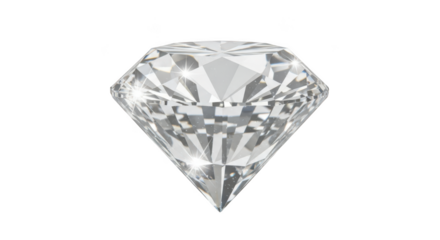 A brilliant cut diamond gemstone sparkling with light isolated on transparent background