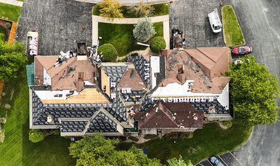 Aerial View of Townhouses Roof Under Construction and Repair © Kenyatta Russell 