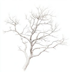 Obraz premium Striking Bare Tree Silhouette on White Background with Organic Lines