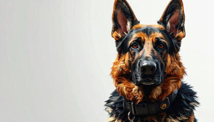 Majestic german shepherd dog rendered in 3d on a crisp white background showcasing strength and loyalty
