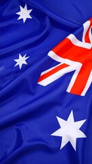 Rippling Australian flag fabric close-up view