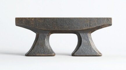 Dark metal anvil-shaped console table