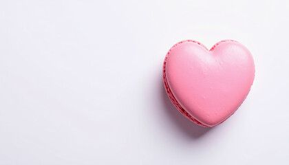 Fototapeta premium Adorable pink heart shaped macaron cake isolated on a white background perfect for text and creative presentation