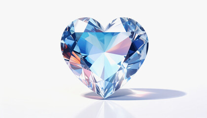 Exquisite heart-shaped diamond gemstone isolated on a white background with ample copy space for text or design