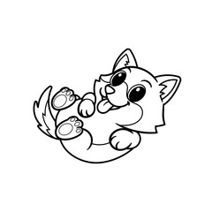 Cute corgi dog lying on its back coloring book