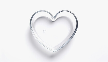 Charming small heart-shaped cookie cutter isolated on bright white background with copy space for text and light