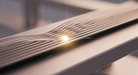 Abstract minimalist design featuring parallel lines with light flare creating depth