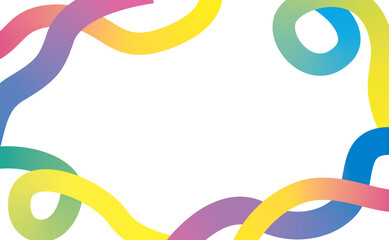 くねくねとしたカラフルな曲線で作った楽しい雰囲気の背景フレーム