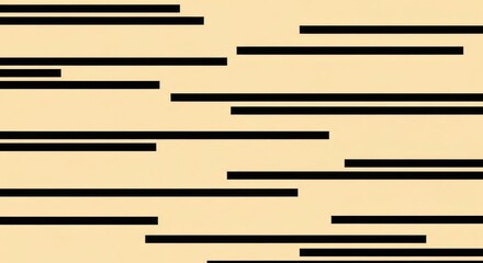 Black horizontal lines of varying lengths are arranged against a beige background, creating a minimalist and abstract pattern.