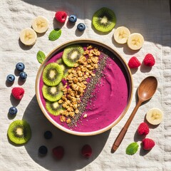 Vibrant Berry Smoothie Bowl with Fresh Fruits