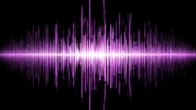 Purple sound wave pattern symmetrical on horizontal axis against black background