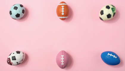 A striking football ball positioned on a soft pink background with center empty space for text and creative ideas