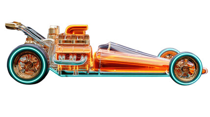 Chrome Hot Rod Fantasy: A stunning chrome hot rod, gleaming with intricate detail and a captivating neon glow. This unique vehicle embodies the spirit of speed and futuristic design.