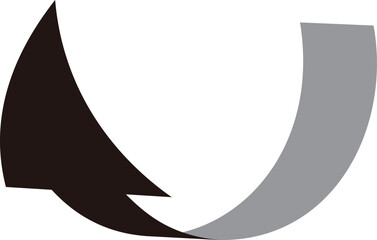 3D風の曲線の矢印、単体、黒
3D style curved arrow, single, black