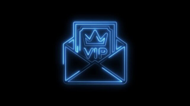 Glowing neon vip invitation graphic on black background for special event promotion