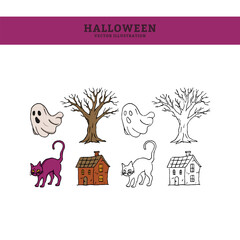Halloween Hand Drawn Spooky Vectors Illustration 5