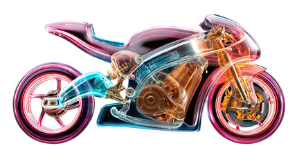 Internal Combustion: Explore the inner workings of a powerful motorcycle with a visually stunning, transparent rendering that showcases the engine's intricacies.