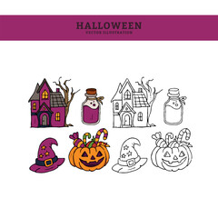 Halloween Hand Drawn Spooky Vectors Illustration 3