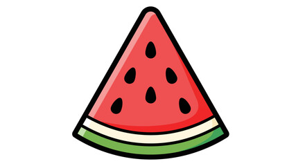 Simple Cartoon Watermelon Slice with Seeds Illustration.