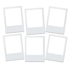 Six Blank Instant Photo Frames Arranged Creatively.