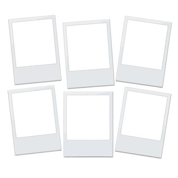 Six Blank Instant Photo Frames Arranged Creatively.
