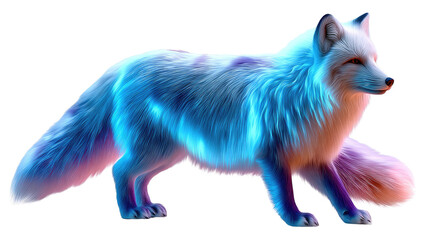 Obraz premium Enchanting Arctic Fox: A stunning and ethereal arctic fox with luminous, vibrant, and striking neon-colored fur, creating an otherworldly and dreamlike representation of this iconic creature. 