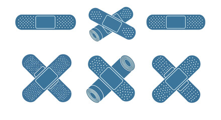 Assortment of Adhesive Bandages Plasters First Aid Equipment Isolated on White Background