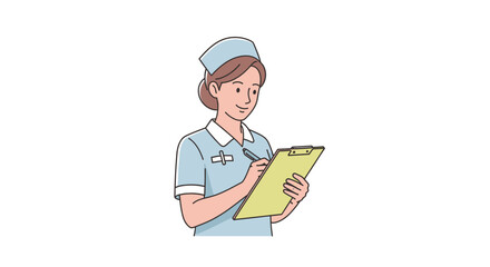 Attentive nurse meticulously updating patient charts with care and professional expertise