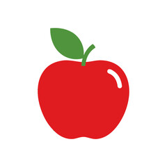 Fototapeta premium A vibrant red apple with a fresh green leaf, standing out against a pure background