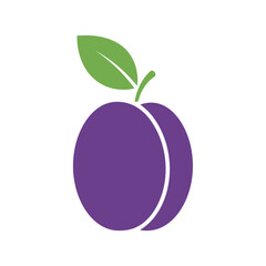 Minimalist plum illustration with a leafy accent presenting vibrant colors and clean design
