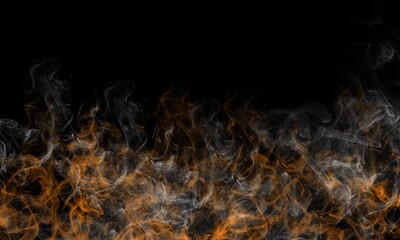 Dark background with orange smoky fiery flames rising upward